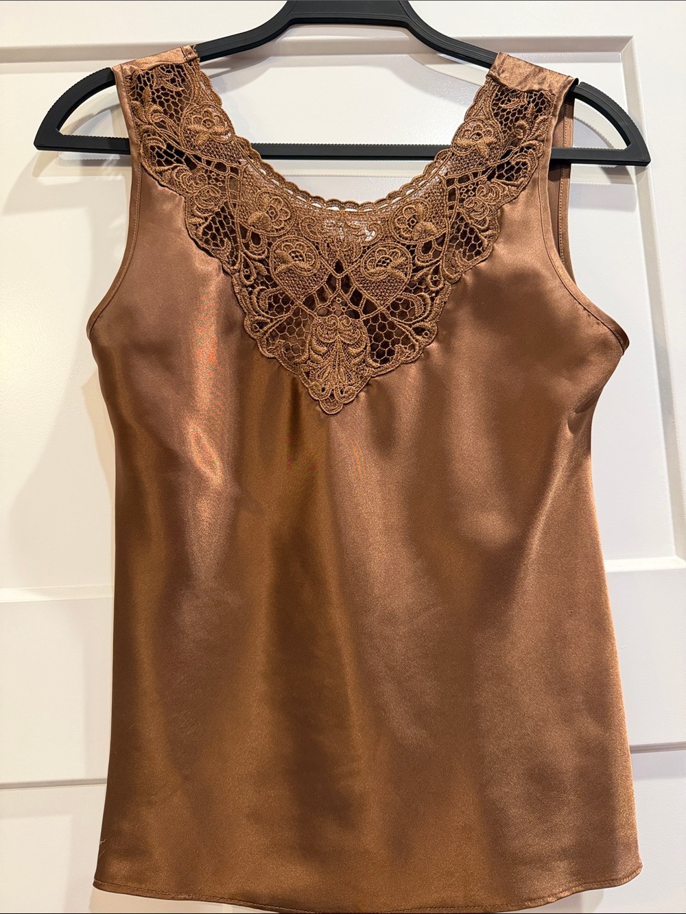 Satin Lace V-Neck Camisole — Copper